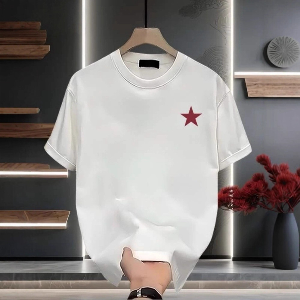 Men's Pure Cotton T-Shirt Short Sleeved Casual Loose Top Trendy Chinese Style Cool Summer Wear_voghion.com
