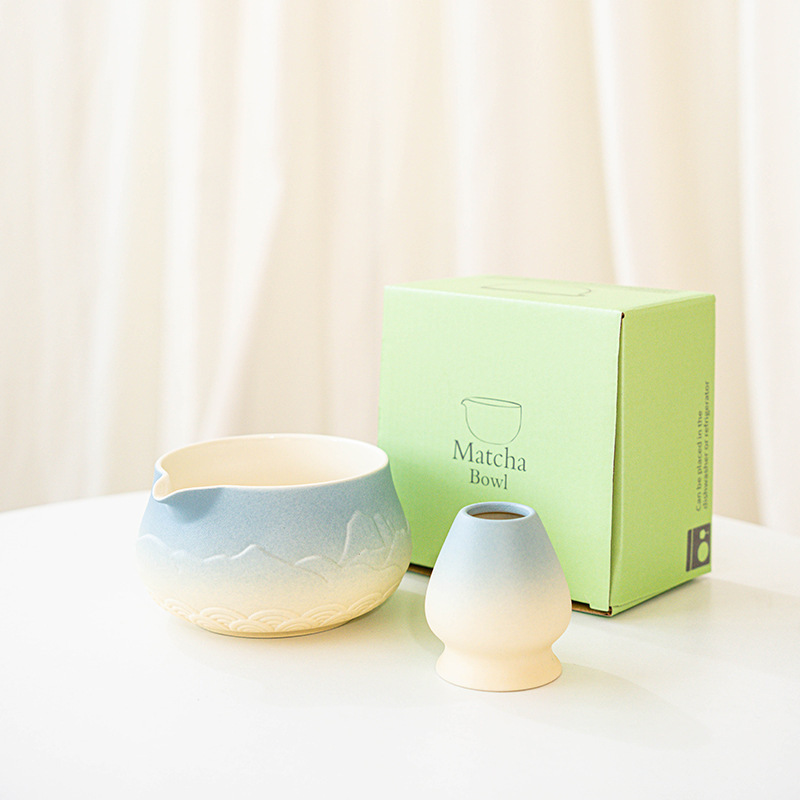 日本製抹茶ボウル、注ぎ口付き、風景画、日本抹茶、宋代茶道具、陶器茶碗、茶碗を越境供給|undefined