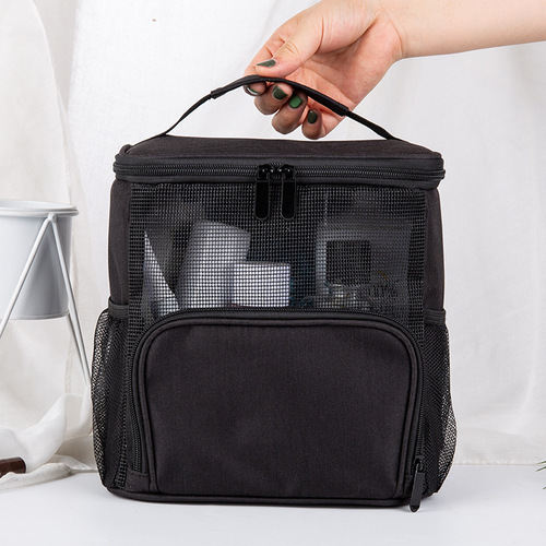 Mesh waterproof cosmetic bag for women, portable large-capacity toiletry bag for men, cosmetics, daily necessities, travel storage bag