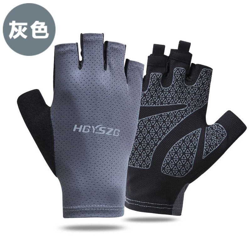 Protección solar medio dedo guantes hielo seda manicura hombres y mujeres delgada primavera y verano transpirable al aire libre equitación guantes de fuga de dedo