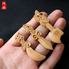 廠家供應6厘米手工雕刻桃木劍龍頭刀劍斧嬰幼兒童掛件掛墜批發