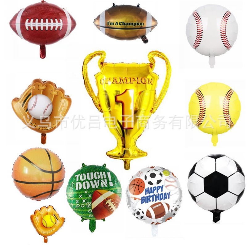 Cross-border baseball rugby aluminum film Balloon Team competition decoration black and white football Golf balloon