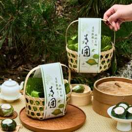 手工艾草青团创意竹编竹篮烘焙果绿豆糕粽子包装盒手提篮礼盒空