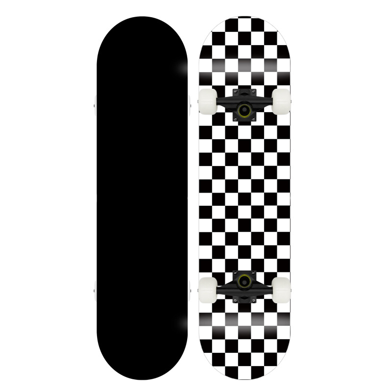 Skateboard with Four Maple Wood Decks, Double Kick, Street Skateboard for Adults, Children, and Teenagers, Painted Frame, 80cm