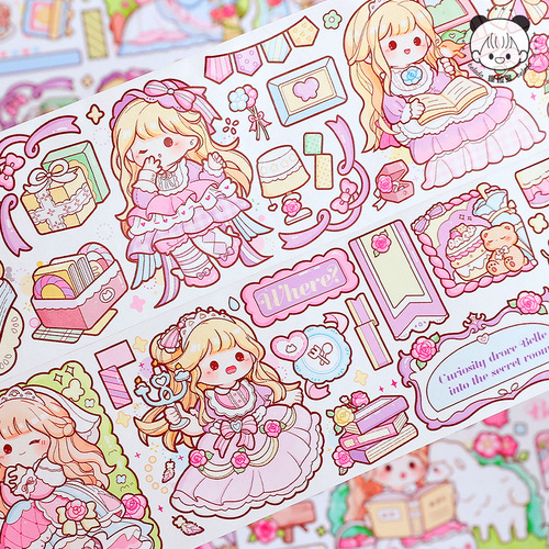 Tiraudo Tape Rose Princess Wide Tape Cute Girl Heart Notebook Tape Sticker Special Oil and Paper Tape