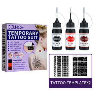 Eelhoe Juice Tattoo Set Waterproof Temporary Juice Skin Tattoo Liquid Hollow Pattern Tattoo Template