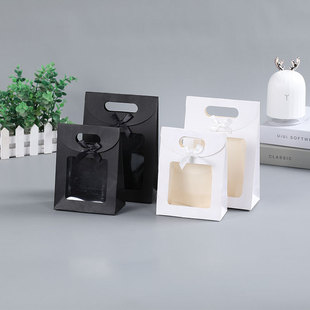 New Bow Flip Tote Bag Window Transparent ins Style Small Fresh Hand Bag Gift Bag Spot