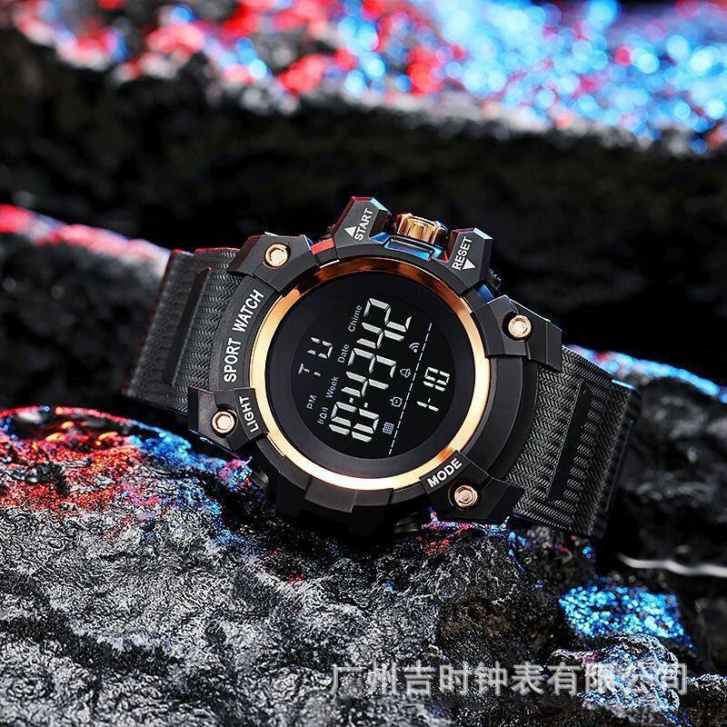 Nuevos hombres multi-funcional impermeable deportes reloj electrónico masculino estudiante de secundaria reloj montañismo al aire libre reloj de Dial grande