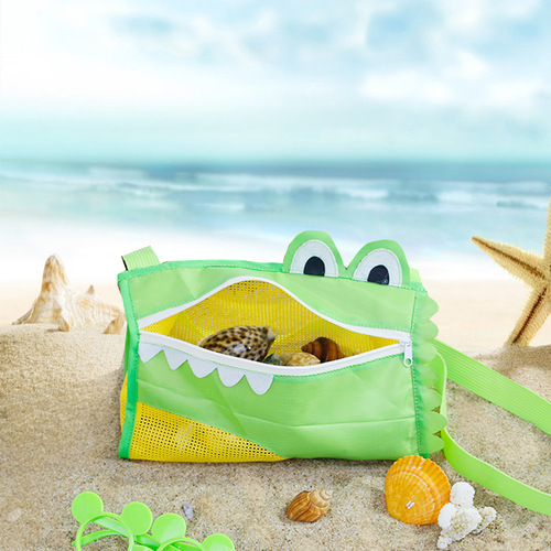新款亚马逊儿童小鳄鱼立体容量大沙滩袋  贝壳袋  斜跨包网袋