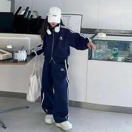 女童套装秋装2025春秋新款洋气运动服中大童装立领拉链外套两件套