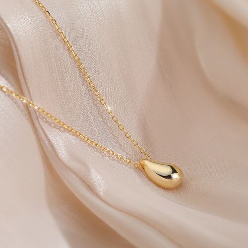 Korean style exquisite all-matching temperament water drop necklace for women retro fashion elegant simple collarbone chain creative artistic jewelry