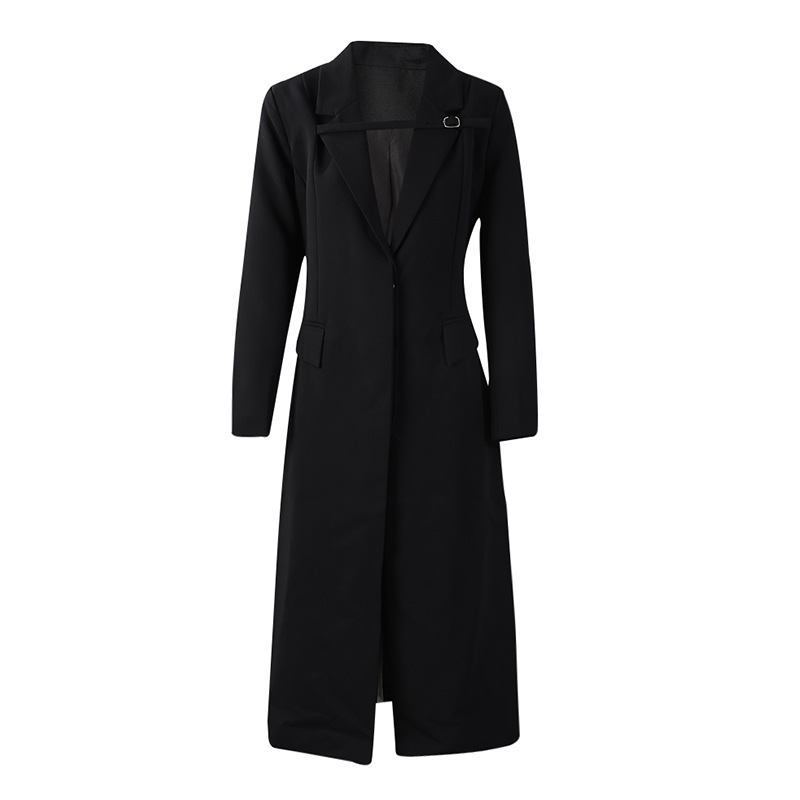 Vietnamese Niche Style Commuter Long Suit Coat Spring New Slim Slim Silhouette Windbreaker Jacket for Women