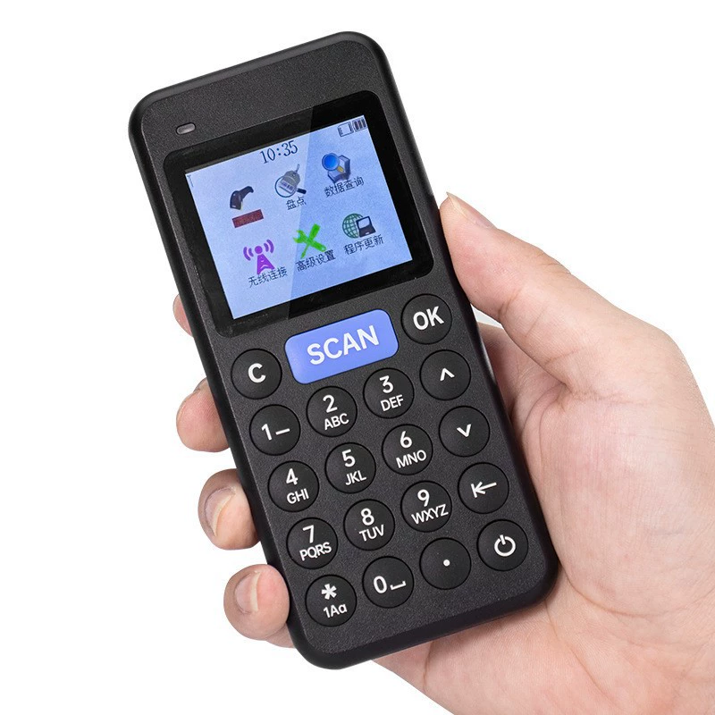 QR code scanner warehouse tobacco wireless code scan gun barcode scanner with display QR code scan gun