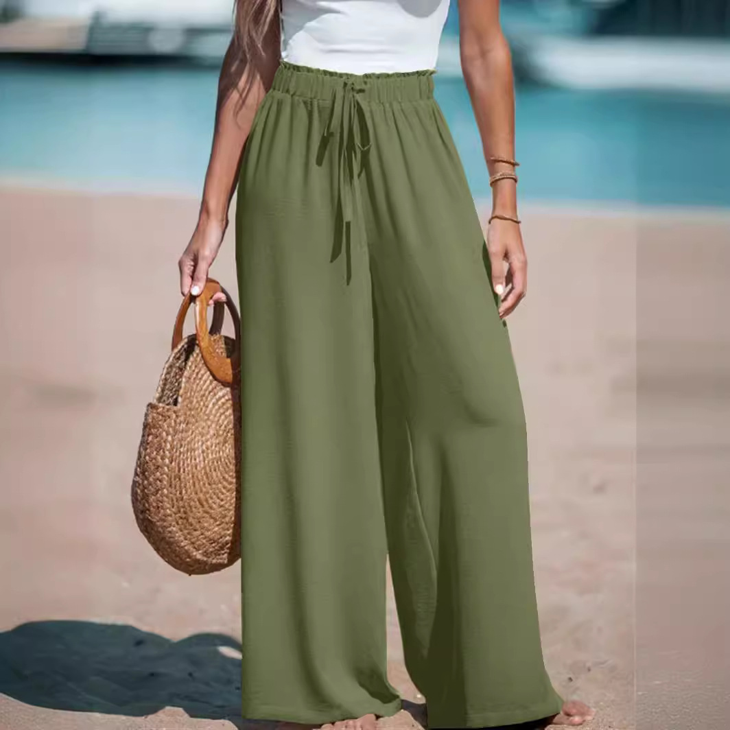 Women's Temu Four Seasons Pants Tk Amazon Casual Plaid Cross-Border Wide Leg Loose Casual Fashion Beach Pants