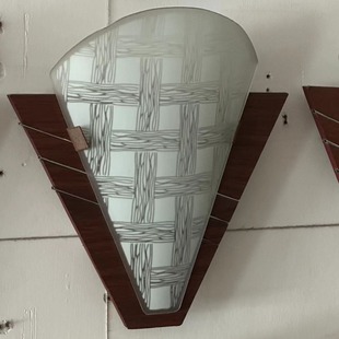 Glass and Wood Wall Lamp