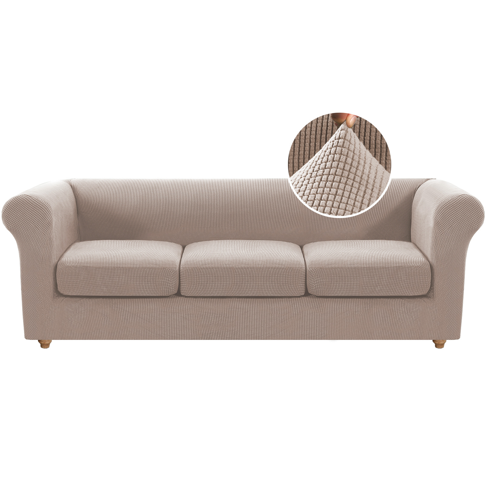 Ananas retro vattentätt och smutsavvisande heltäckande sofföverdrag med platt rygg, hög elastisk helklädsel_voghion.com