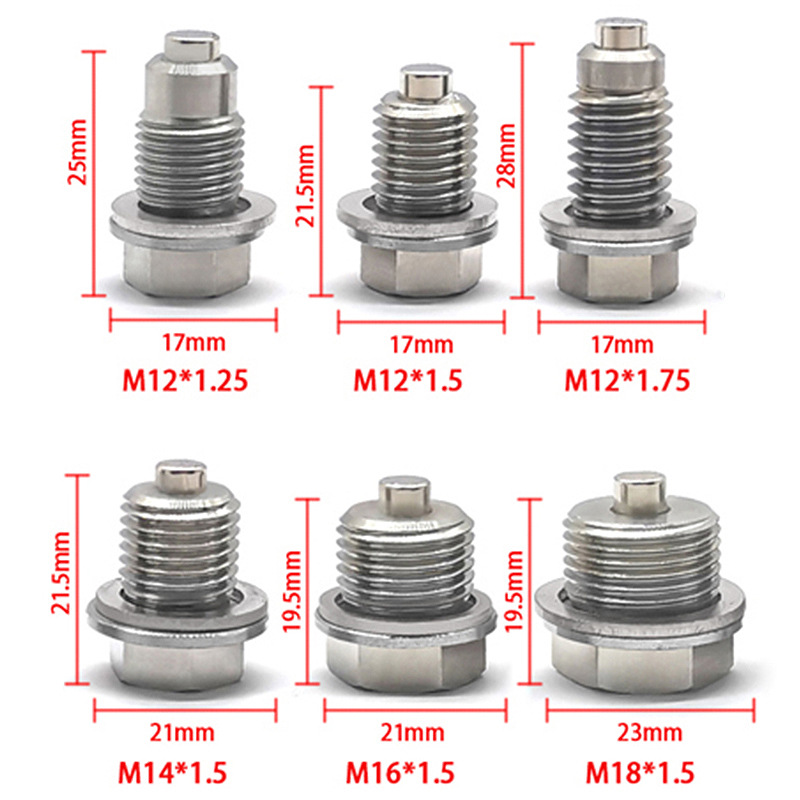 Tornillo de Drenaje de Aceite Magnético de Acero Inoxidable para Supercargador de Motor de Auto, Tapón de Aceite M12 M14 M16 M18M20