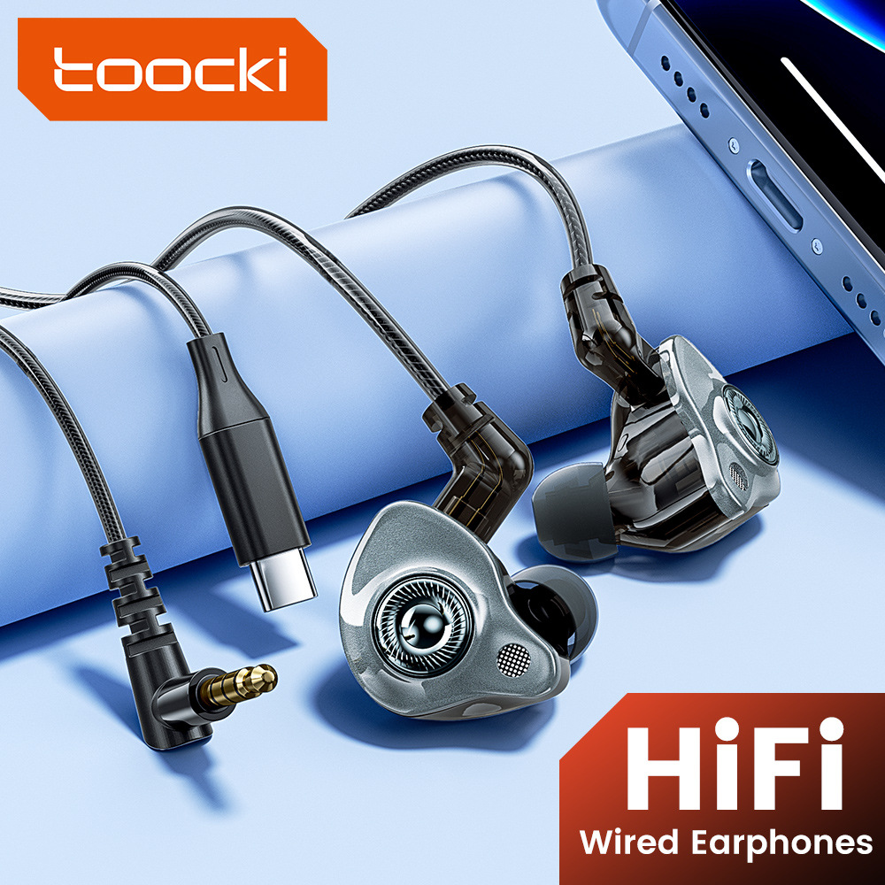 Toocki Hifi Gaming Wired Headphones High-Fidelity Pluggable Earplugs Type-C3.5Mm Head Optional