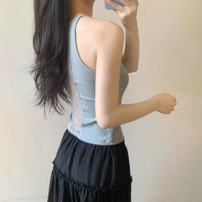 Sexy Back Lace Cut Out Small Suspender Vest with Breast Pads Intimates Bottoming Sleeveless Tube Top