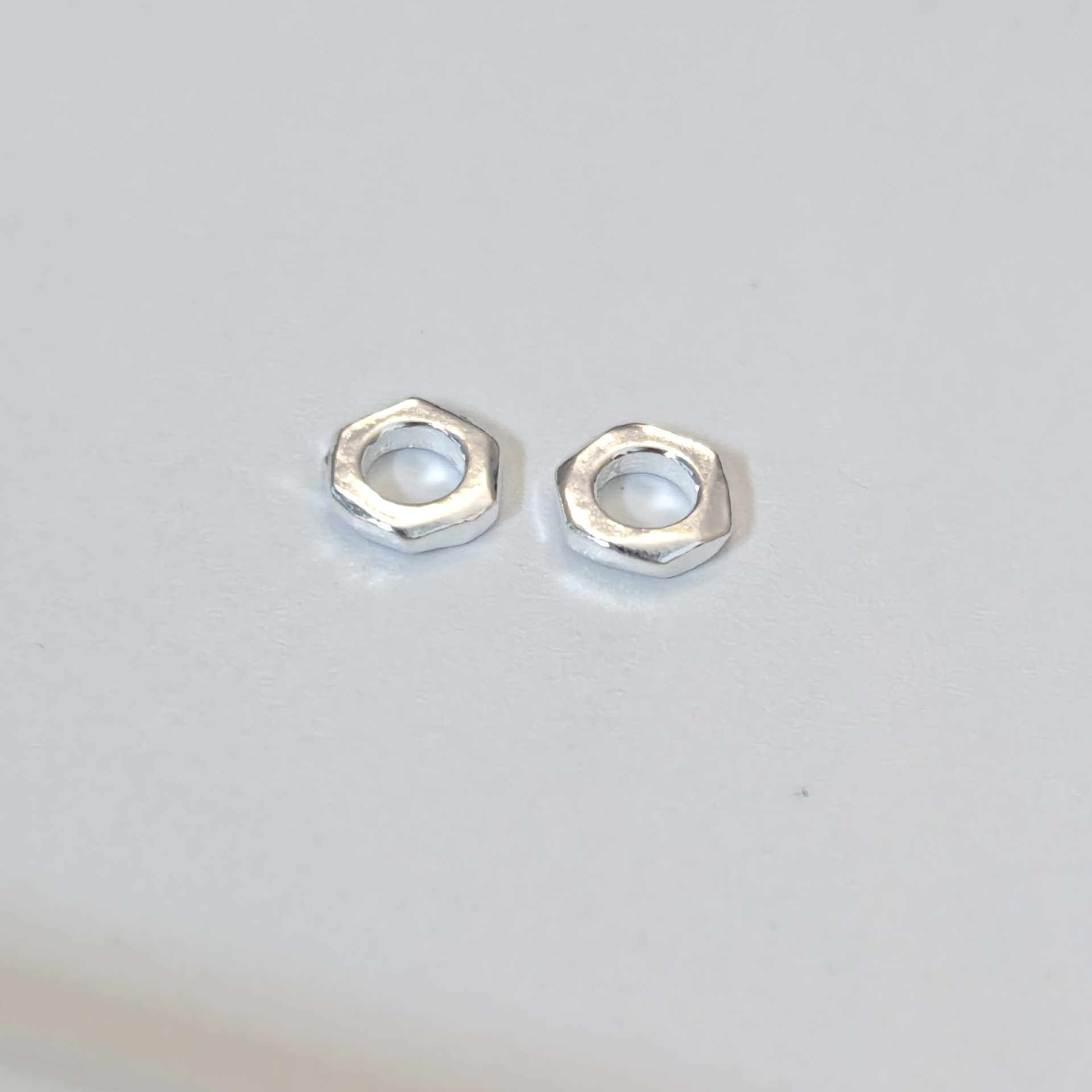 S999 Pure Silver Hexagonal Spacer Beads and Pieces, Silver Jewelry Accessories, Closed Loops for DIY Braided Rope Bracelets and Necklaces, Loose Beads