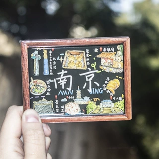 黑板系列木质滴胶磁性冰箱贴连云港北戴河文创风景旅游城市礼品贴
