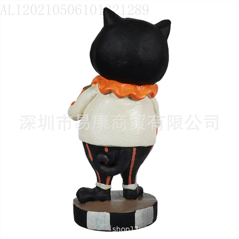 万圣节限定：树脂工艺品不给糖就捣蛋搞怪微笑黑猫摆件桌面装饰|undefined
