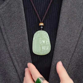 仿新疆玉石吊坠财神爷挂件吊坠男女款如意算盘财神吊坠厂家批发