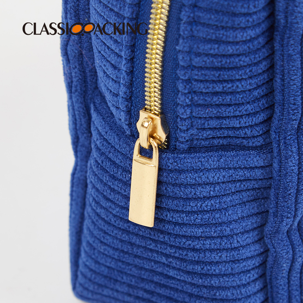 Fabricante de diseño de bolsa de almacenamiento de pana logotipo simple moda rayas bolsa de cosméticos ins bolsa de almacenamiento súper caliente