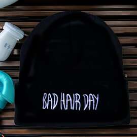 BADHAIRDAY字母刺绣水果色运动套头帽子男女针织毛线成人针织帽
