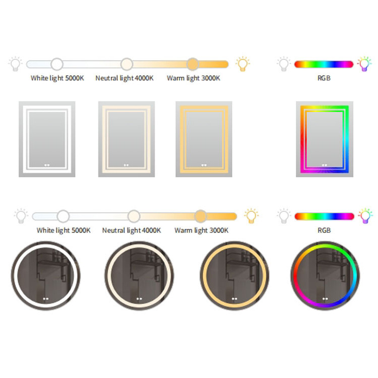 Comercio exterior transfronterizo baño espejo LED de color espejo luminoso RGB inteligente espejo de atmósfera de baño
