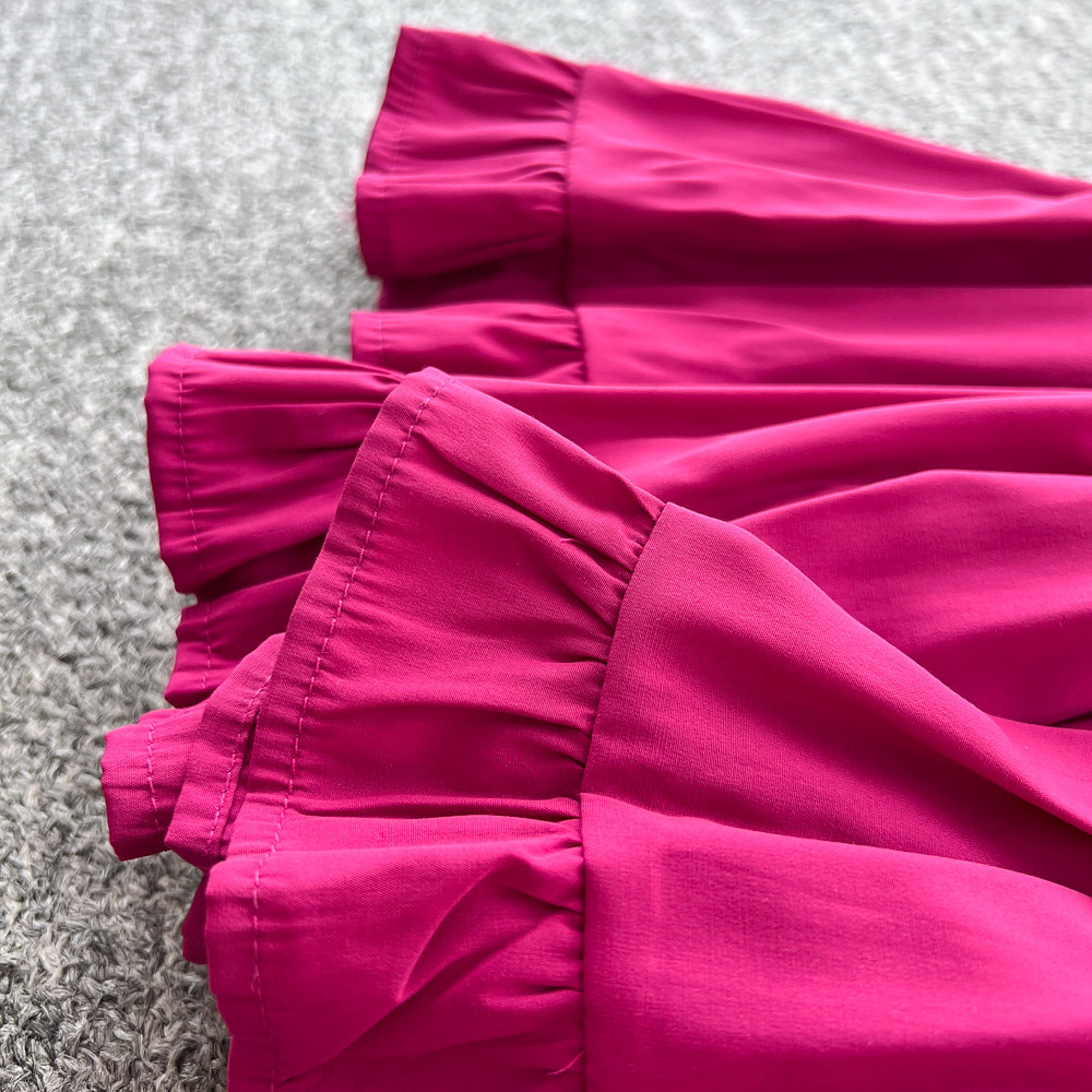 Women's French Romantic Style Halter Neck Ruffled Dress Slimming A-Line Summer Style Tie Waist Gown With Flowing Drape_ecoleips.com