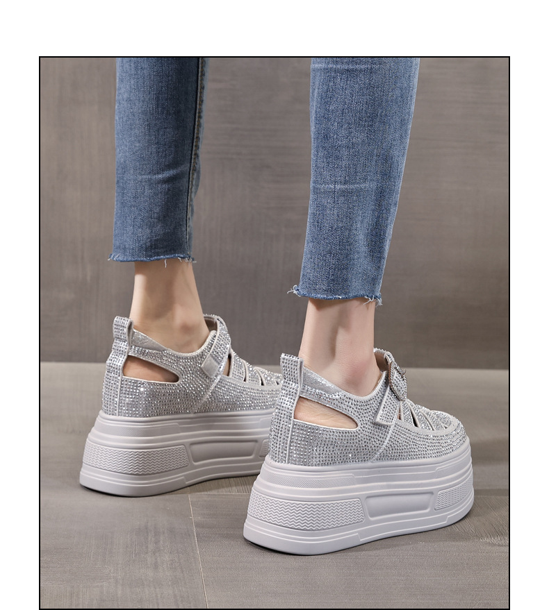 Sandal quai ngang đính đá đế dày HC5520 cho nữ mùa hè 2025 — Màu đen, Màu trắng, Màu bạc chi tiết 13