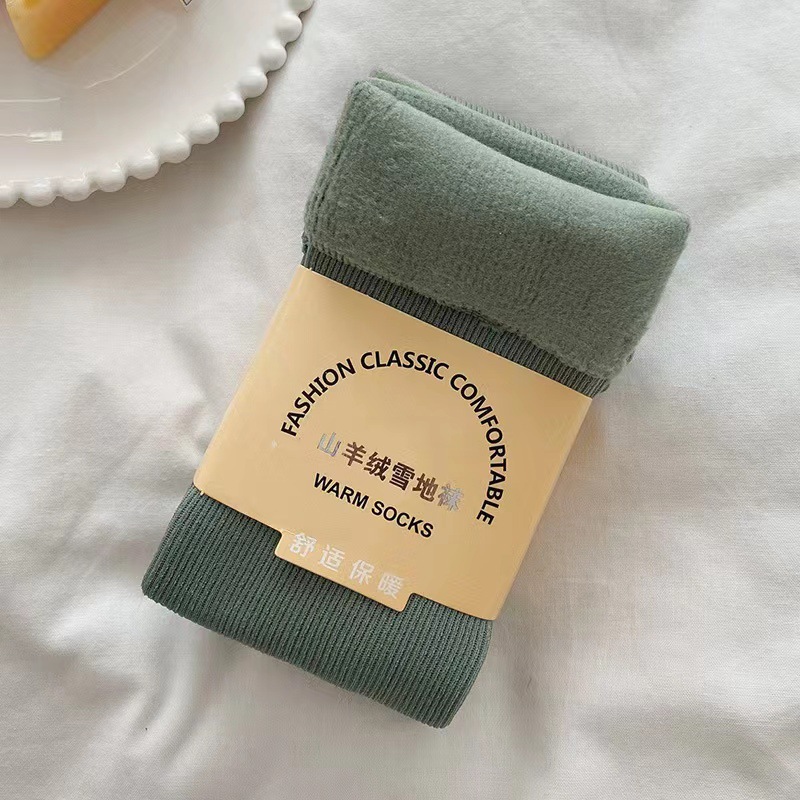 cashmere snow socks maternity socks keep warm and cold protection in winter fleece-lined thickened women‘s room socks mid-high tube colorful socks