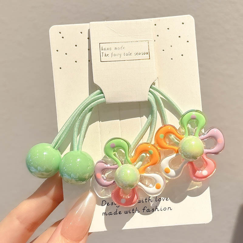 儿童彩色波点蝴蝶结发圈女高弹力皮筋扎头不伤发头绳马尾发绳头饰|undefined