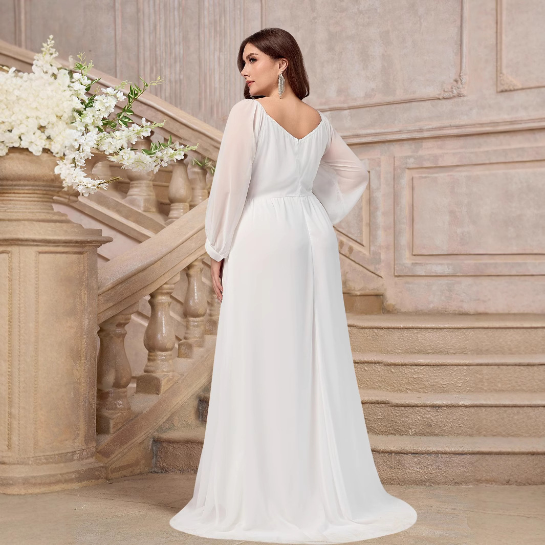 El Comercio exterior europeo y americano nueva ropa de mujer eBay Amazon nuevo cuello más tamaño vestido de color sólido vestido largo transfronterizo nuevo