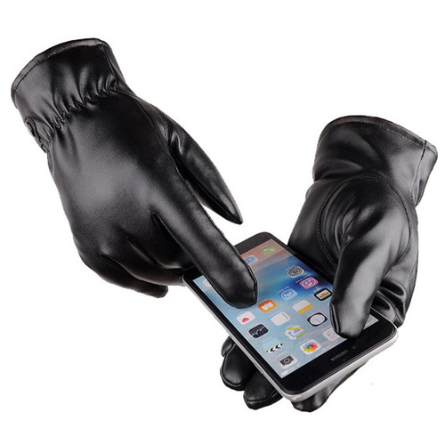 Winter warm gloves for men and women outdoor cycling PU leather touch screen gloves outdoor cycling thickened warm pu gloves