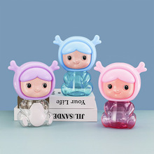 新款卡通娃娃透明PP包装罐500ML糖果彩泥水晶泥文具皮筋包装罐