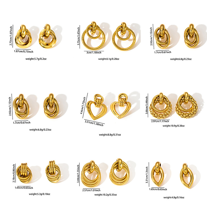 Iron Ear Needle Material 1 Pair Simple Style Geometric Heart Shape Plating 304 Stainless Steel Drop Earrings Ear Studs