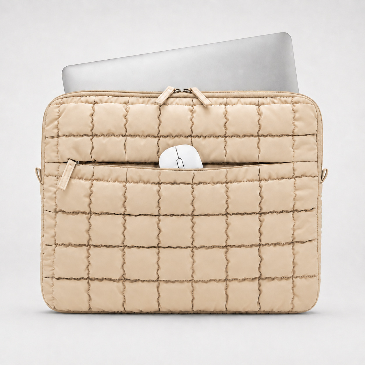 Korean-style bubble grid 14inch tablet bag, 2026 new down cotton quilted laptop sleeve bag