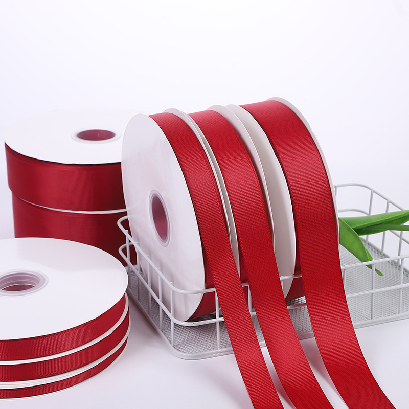 Suministro directo de fábrica hilo cinta vino rojo poliéster cinta flor caja de regalo embalaje de satén arco accesorios cinta al por mayor