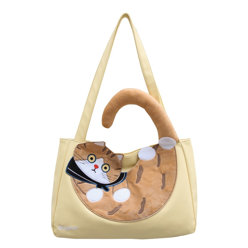 Large capacity cat for women 2024 new ins versatile cartoon shoulder student class tote bag_voghion.com