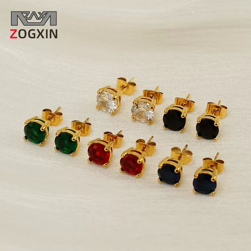 时尚夏季新款气质简约镶锆石不锈钢耳钉通勤百搭轻奢小耳钉耳饰女