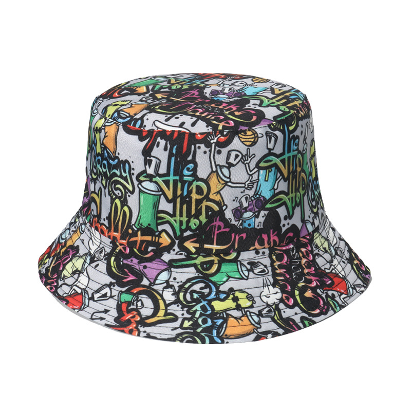 Unisex Hip-hop Punk Streetwear Graffiti Printing Flat Eaves Bucket Hat display picture 5