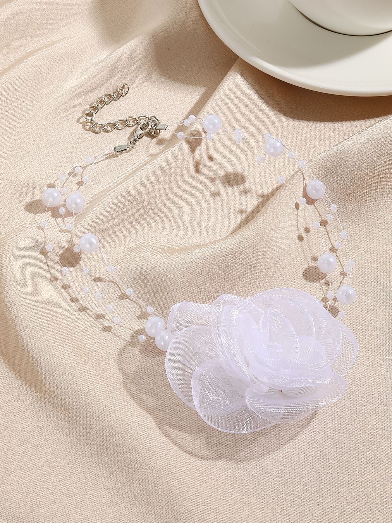 hot selling ghost flower necklace rose chocker fabric flower lace necklace flower necklace_voghion.com