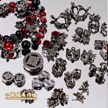 【狸奴】枪黑色合金隔珠狐狸面具吊坠手工diy手链手串饰品配件