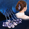 Hairgrip, crystal, hair accessory for bride, Korean style, flowered