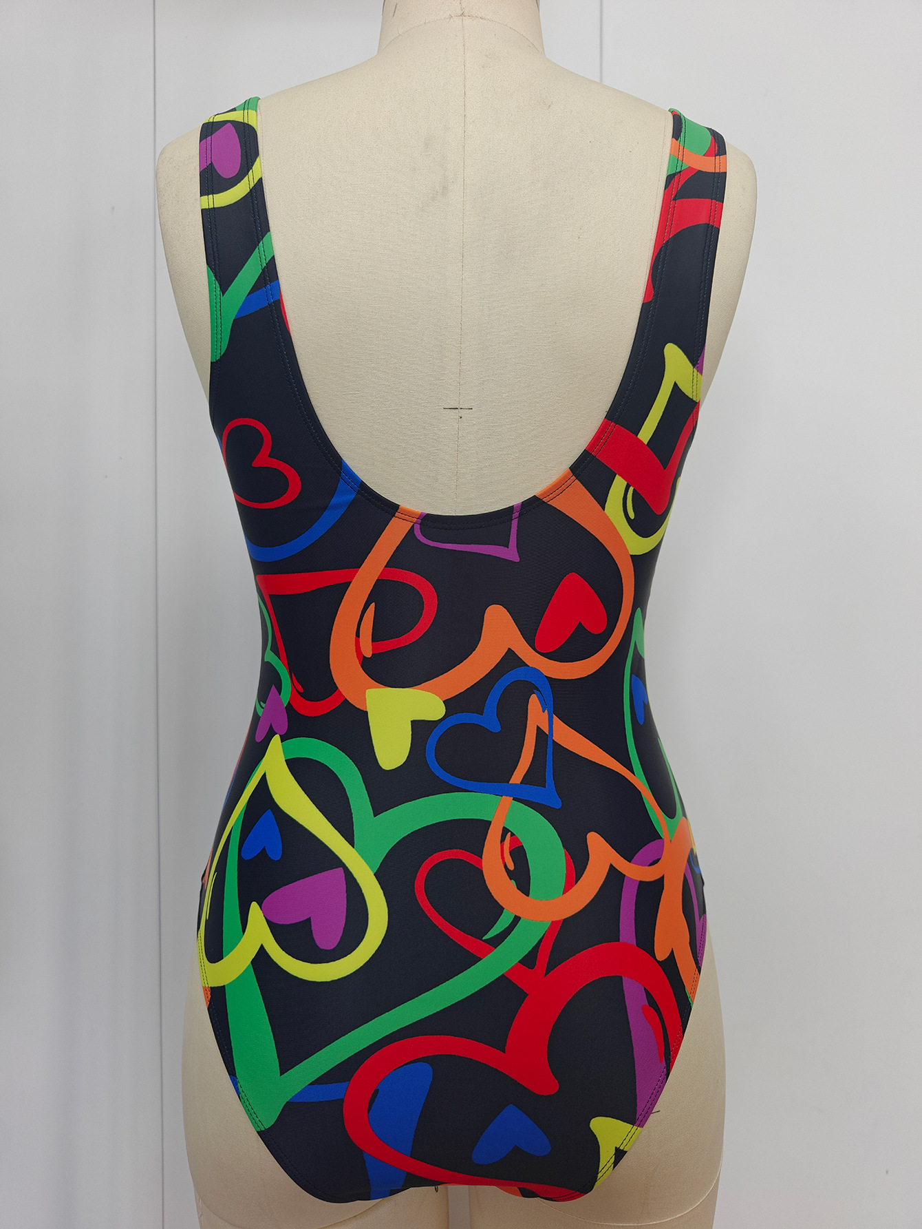 Women's Multi-Color Printed U-Neck Bikini One Piece Swimsuit American Style Sexy Tight Fit_ecoleips.com