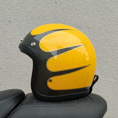 Motosiklet kaskı (dəbilqə): Retro Cruise Helmets - yellow-decal-s