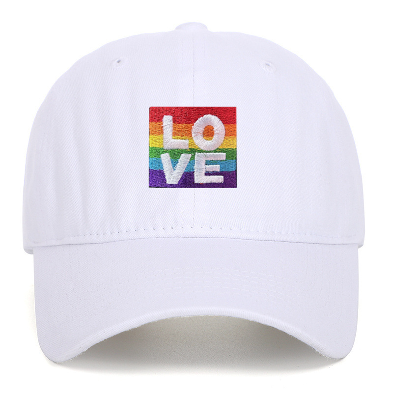 亞馬遜彩虹同款帽子LOVE字母刺繡水洗做舊棒球帽透氣遮陽帽防曬帽