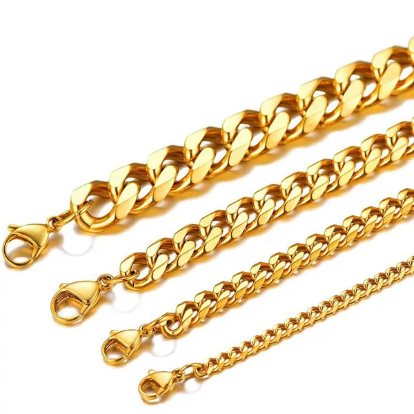 2025 Stainless Steel Hip-Hop Six-Sided Polished Cuban Chain European and American Men's Titanium Steel Necklace Simple Fashion Sweater Chain